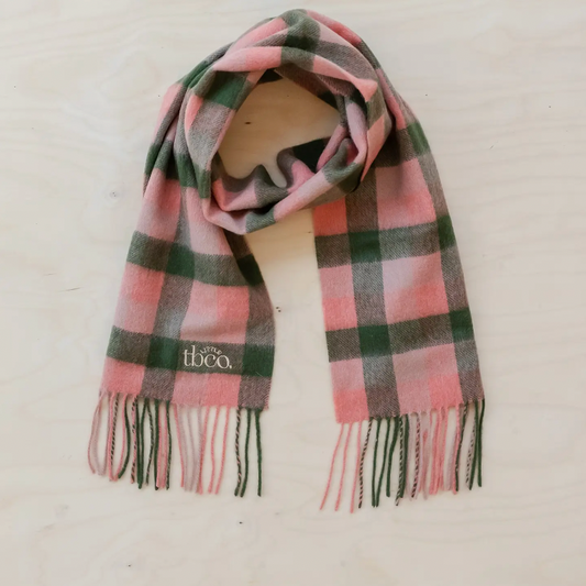 Lambswool Kids Scarf in Pink Multi Gingham